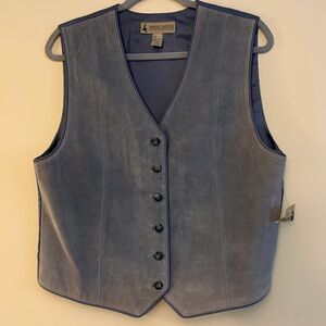 NWT Marsh Landing Vintage Leather Blue Vest with Adjustable Waist, size M